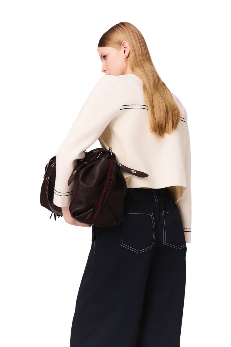 Topstitched cropped cardigan, Alternate, color, Ecru