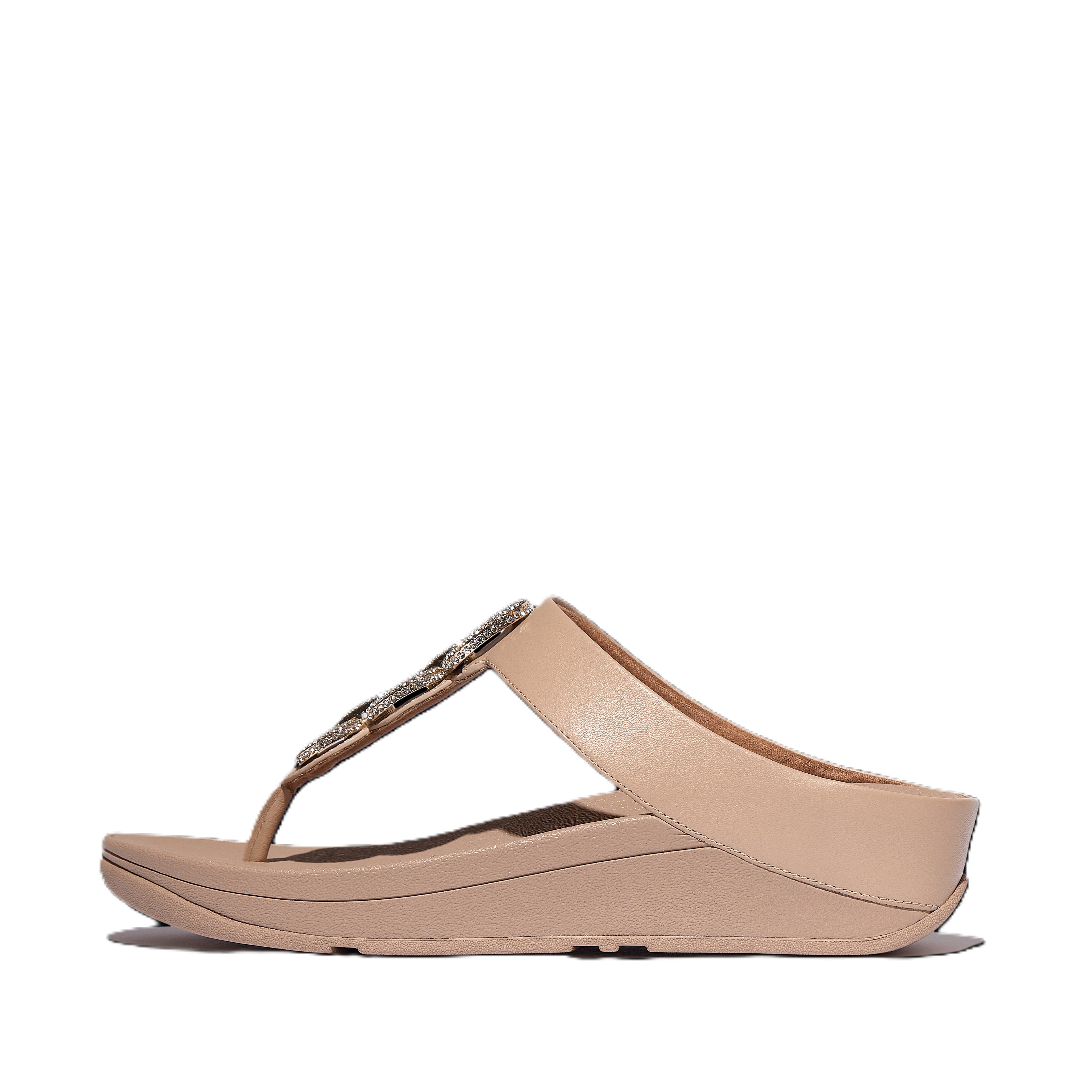 FitFlop Fino Crystal Chain Toe Post Sandals, Alternate, color, Classic Beige