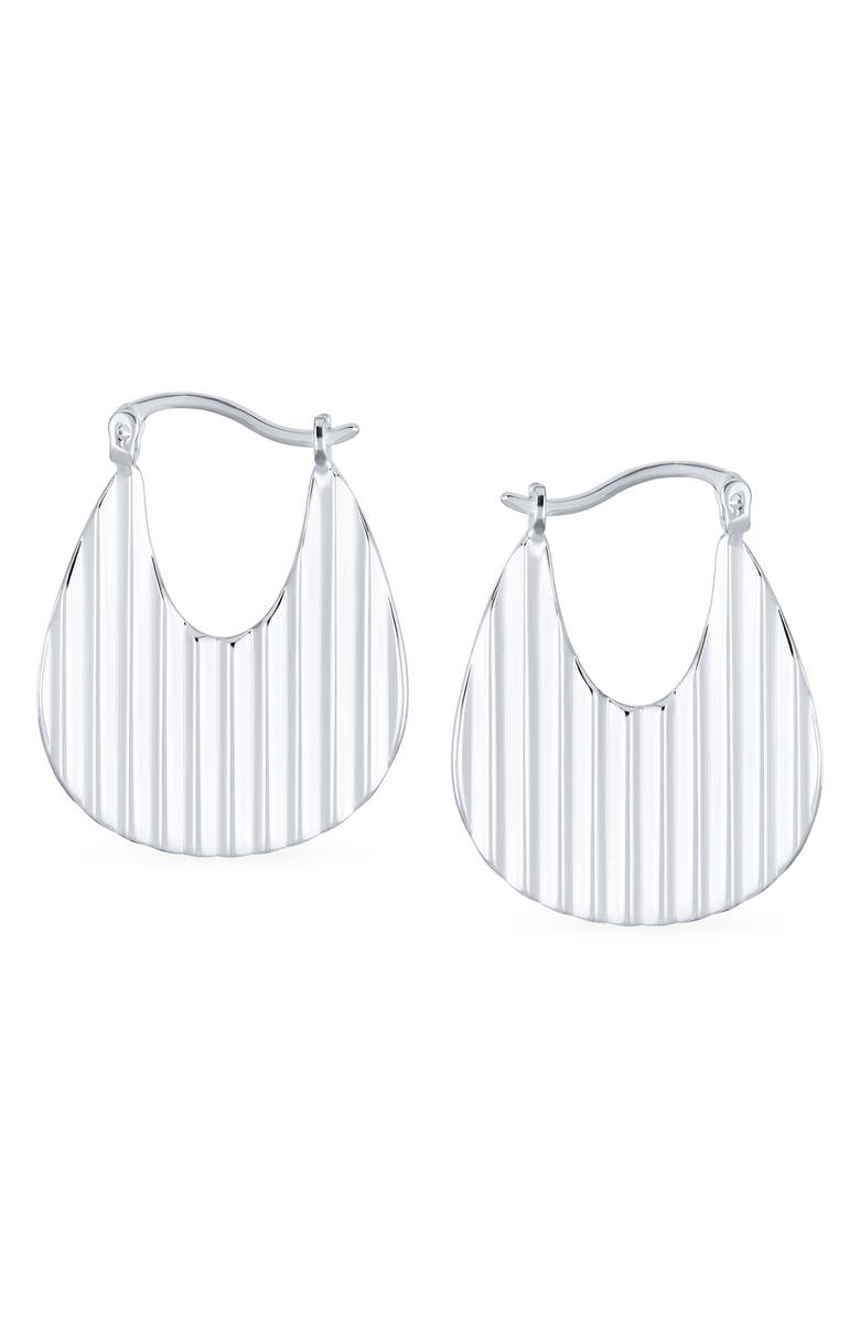 BLING JEWELRY Sterling Silver Geometric Hoop Earrings, Alternate, color, Silver