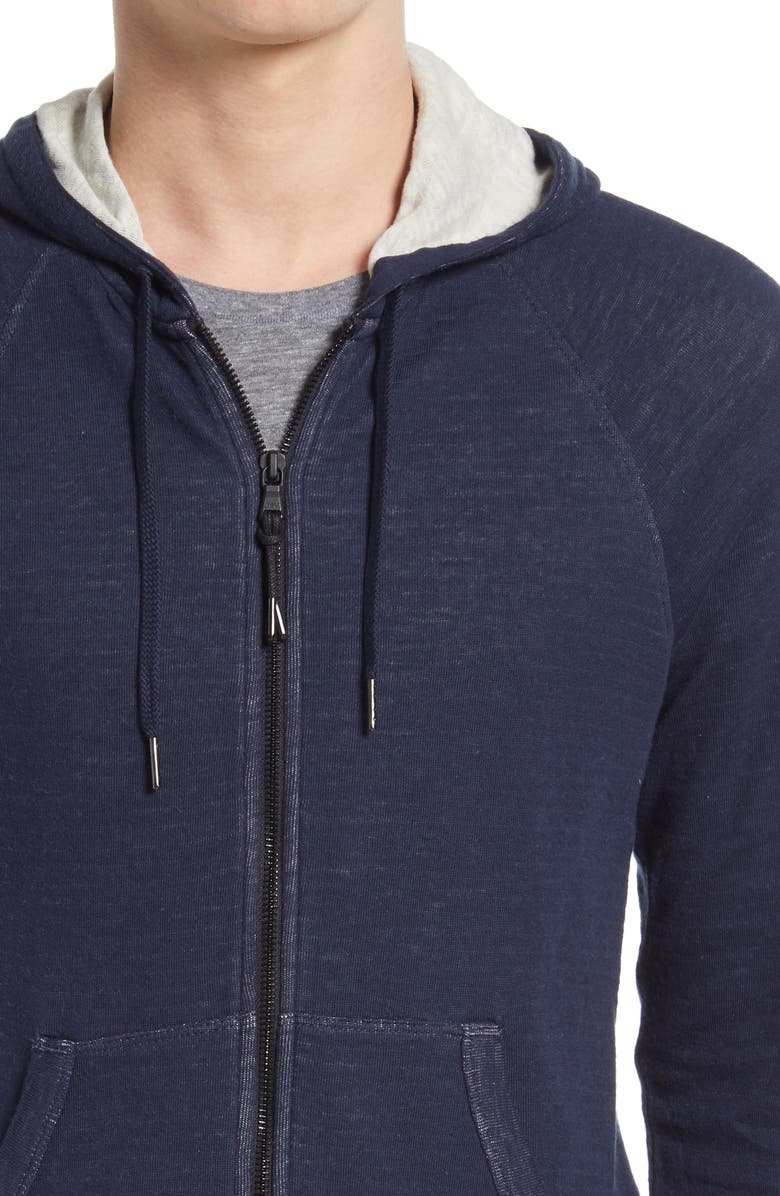 John Varvatos Cotton Blend Hoodie, Alternate, color, Pacific Blue