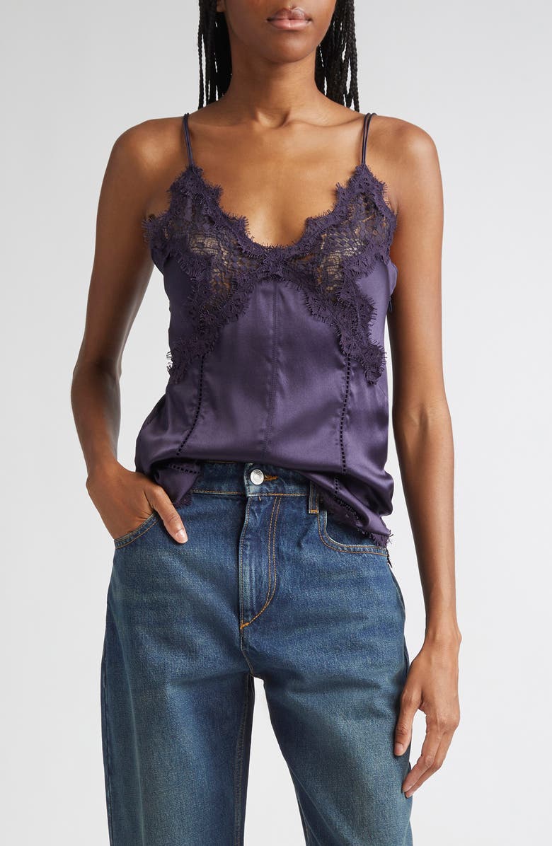 Isabel Marant Diandra Stretch Silk Camisole, Main, color, Black Midnight