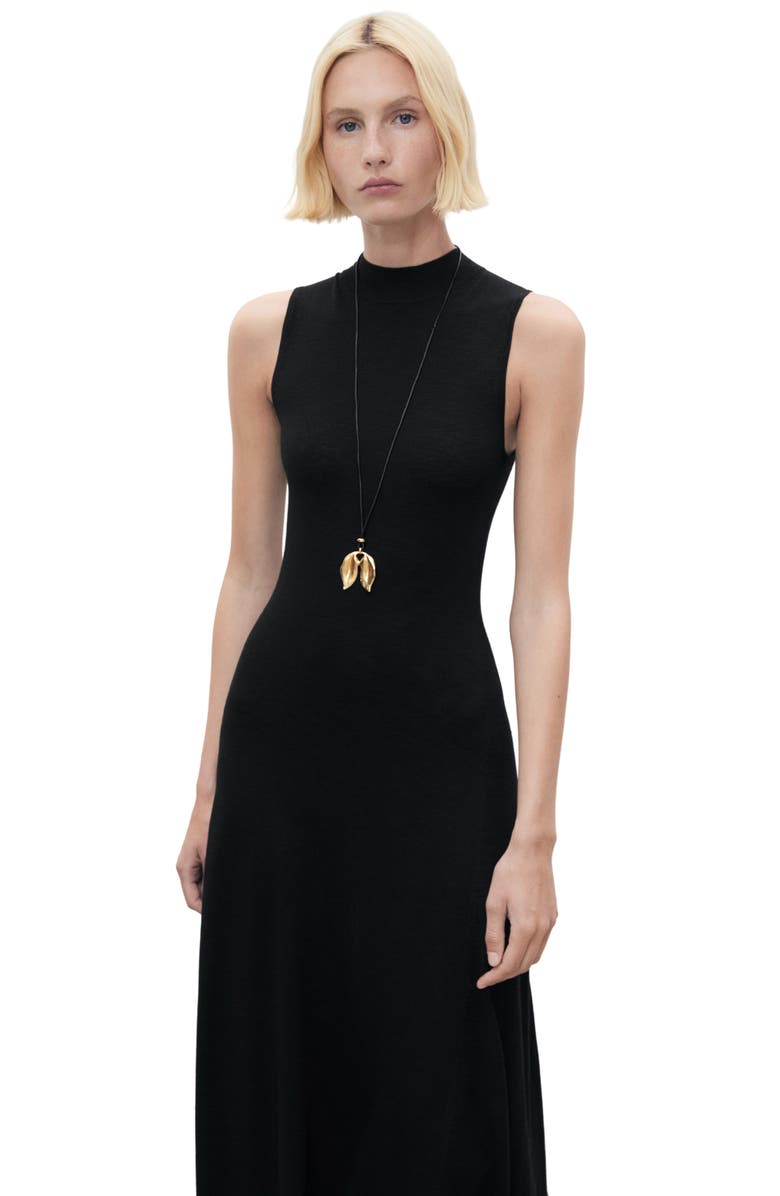 MANGO Knit Flared Maxi Dress, Alternate, color, Black