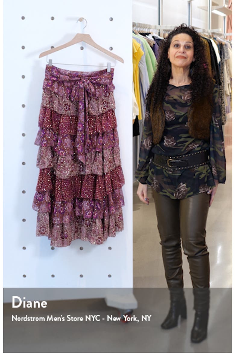 Fayanna Metallic Tiered Silk Skirt video