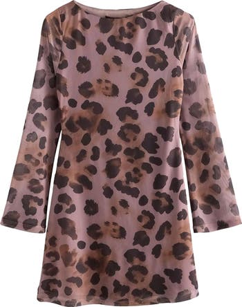 Animal Long Sleeve Mesh Minidress