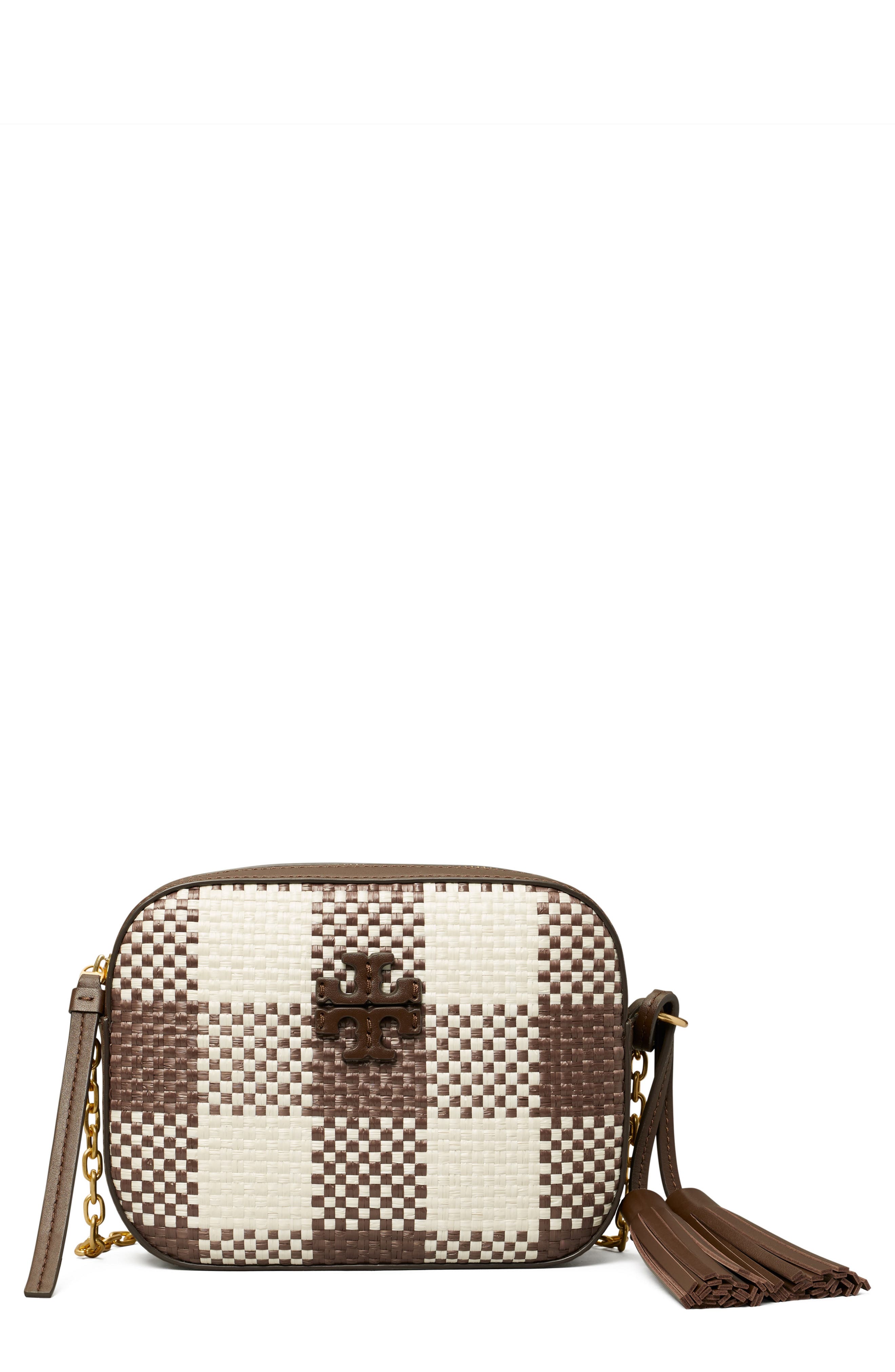 Tory Burch McGraw Woven Plaid Camera Bag, Main, color, 