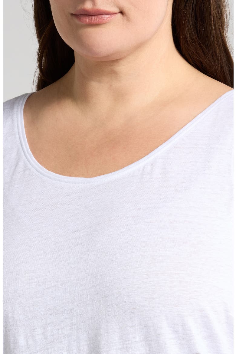 Scoop Neck Organic Linen Tank, Alternate, color, WHITE
