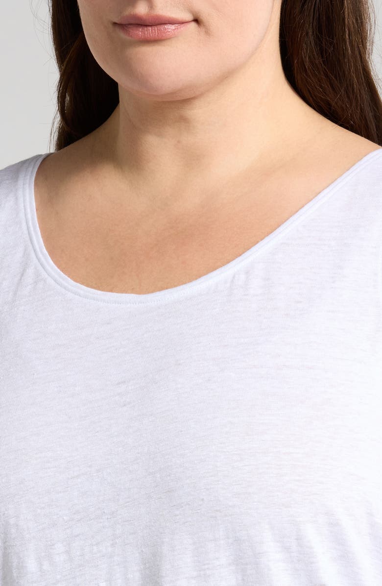 Eileen Fisher Scoop Neck Organic Linen Tank, Alternate, color, White