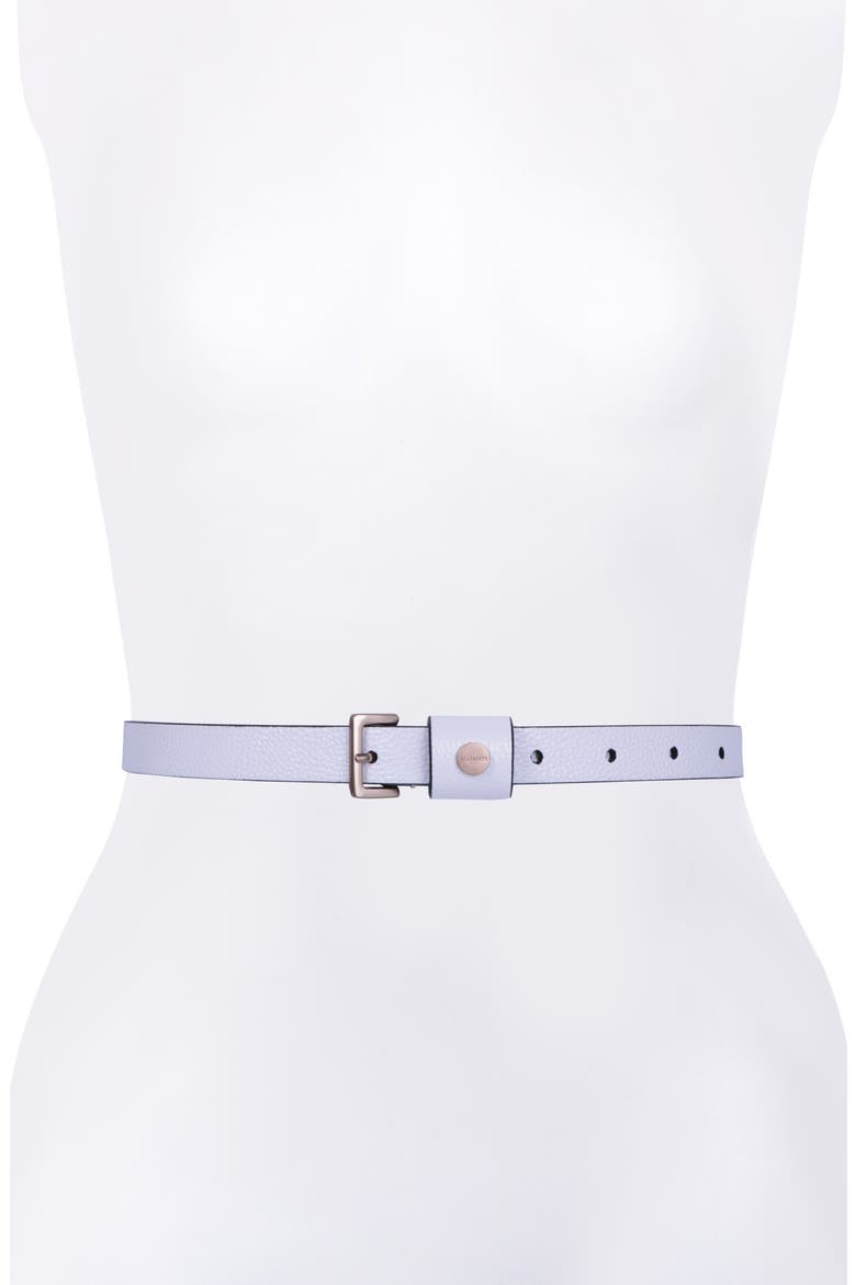 Logo Stud Leather Belt, Alternate, color, OFF WHITE