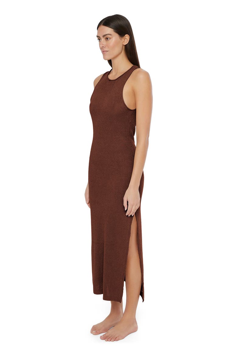 Linen Knit Low Scoop Back Maxi Dress, Alternate, color, Brown