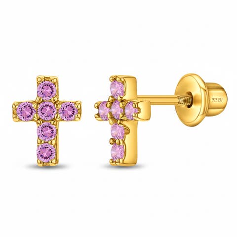 Cubic Zirconia Cross Earrings