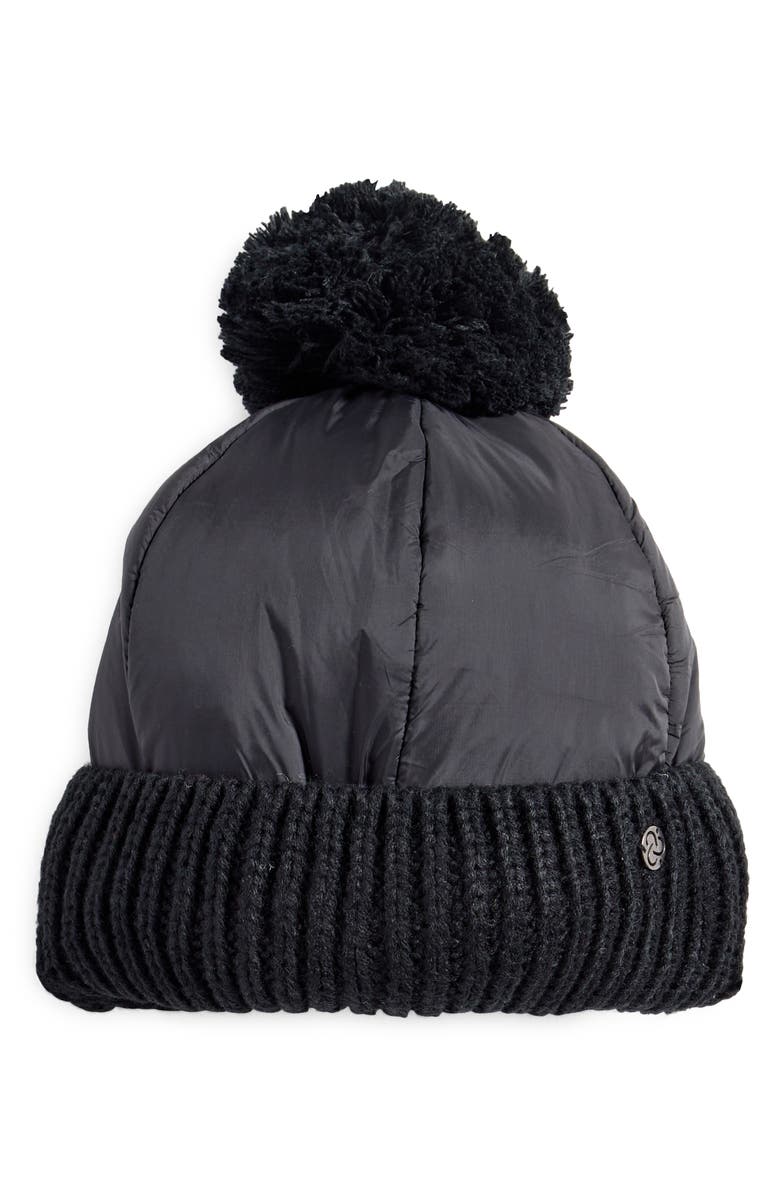 Zella Mixed Media Beanie, Main, color, Black