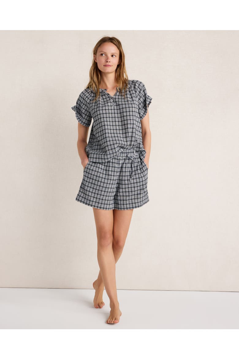 Crepe Gauze Plaid Shorts, Main, color, Plaid Nightfall Multi