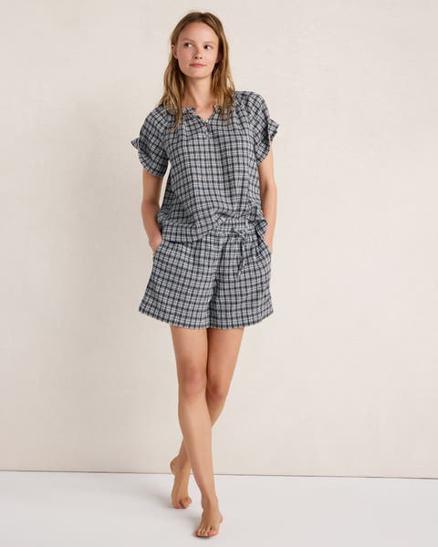 Crepe Gauze Plaid Shorts