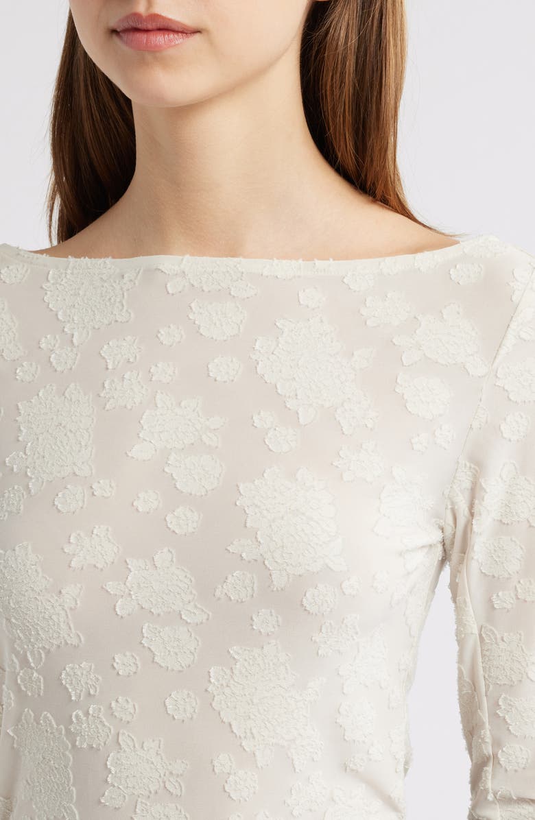 rag & bone Angel Floral Jacquard Boat Neck Top, Alternate, color, Ivory