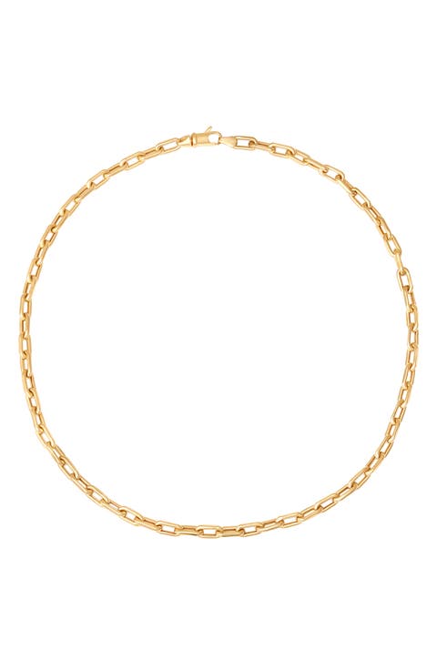 18k Gold Paperclip Chain Necklace