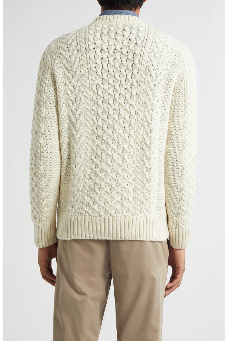 Cable Knit Merino Wool Sweater, Alternate, color, ECRU