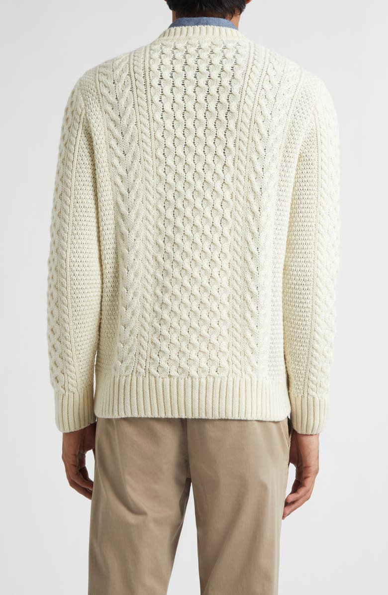 Sunspel Cable Knit Merino Wool Sweater, Alternate, color, Ecru