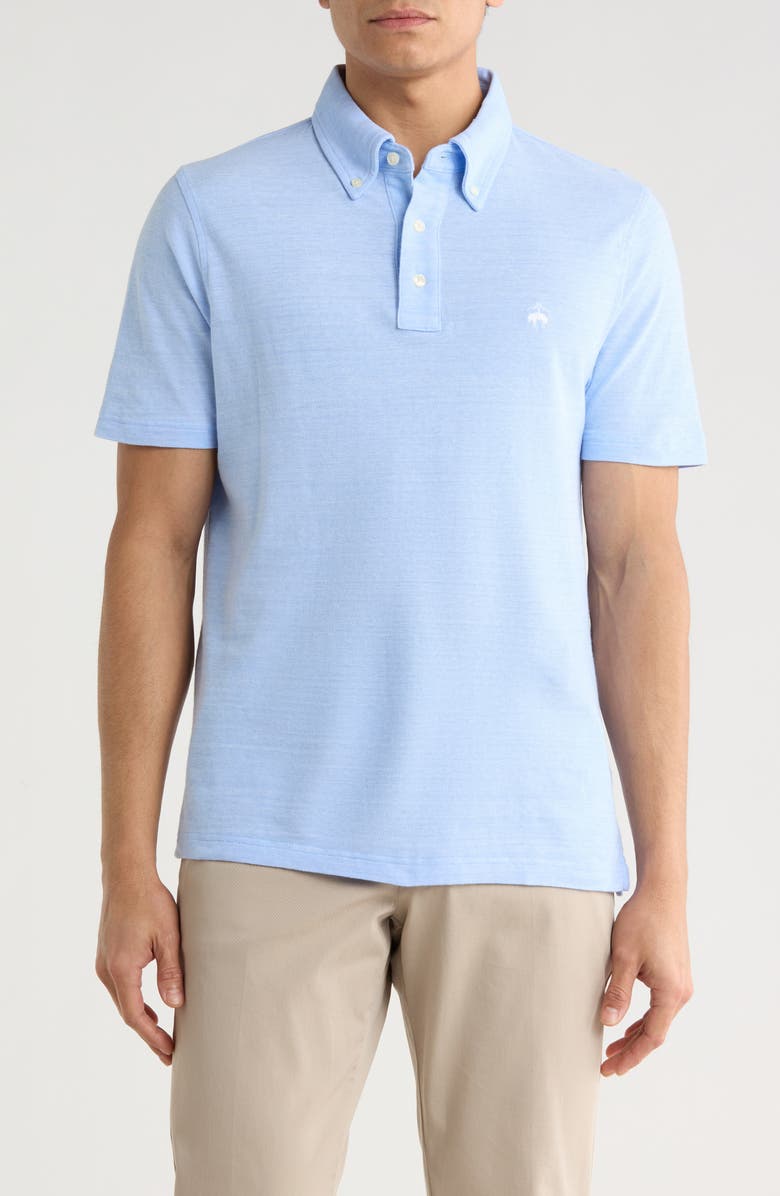 Brooks Brothers Cotton & Linen Blend Oxford Piqué Knit Polo, Main, color, Blue