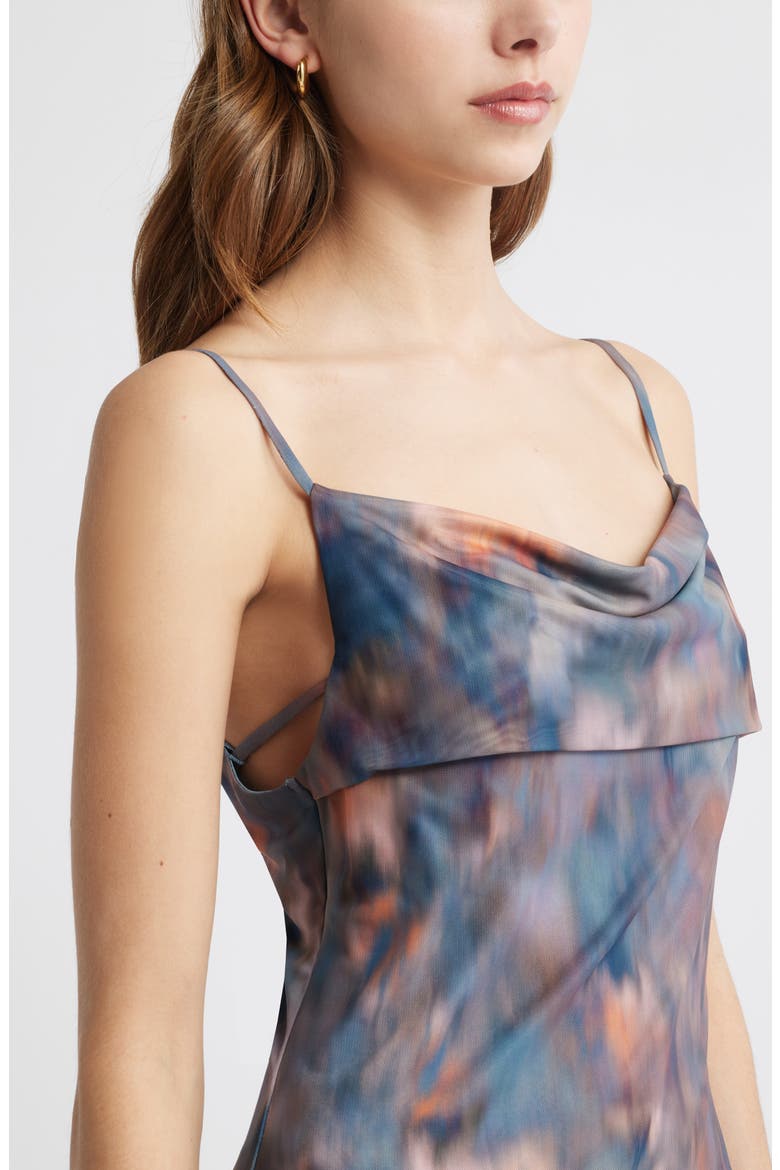 Print Mesh Maxi Dress, Alternate, color, GREY- PINK AGATE PRINT