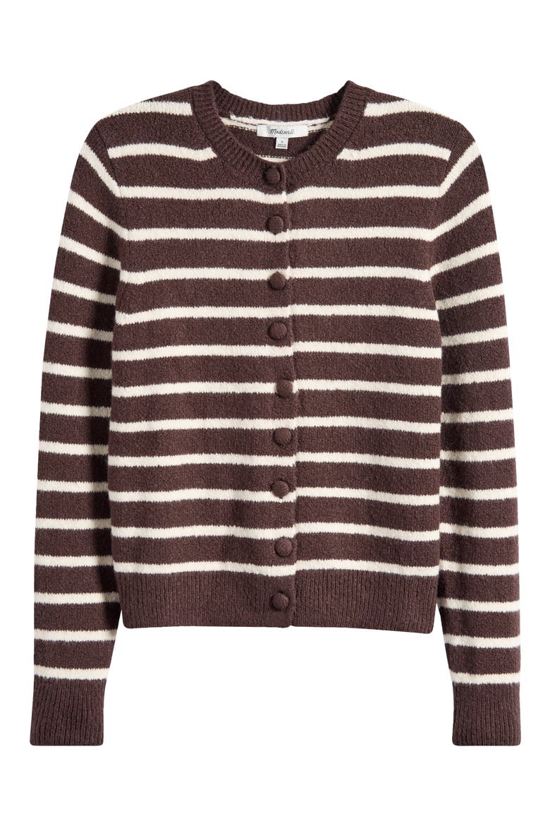Kensington Cardigan, Alternate, color, DARK CAROB AND IVORY STRIPE