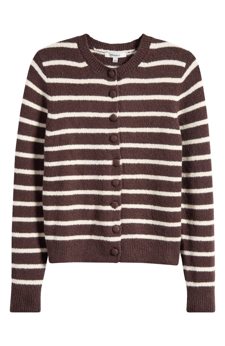 Madewell Kensington Cardigan, Alternate, color, Dark Carob And Ivory Stripe