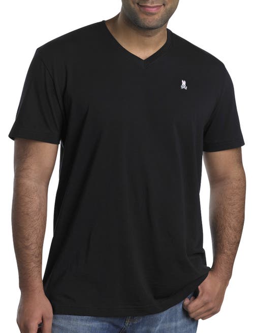 Psycho Bunny Logo V-Neck T-Shirt in Black 