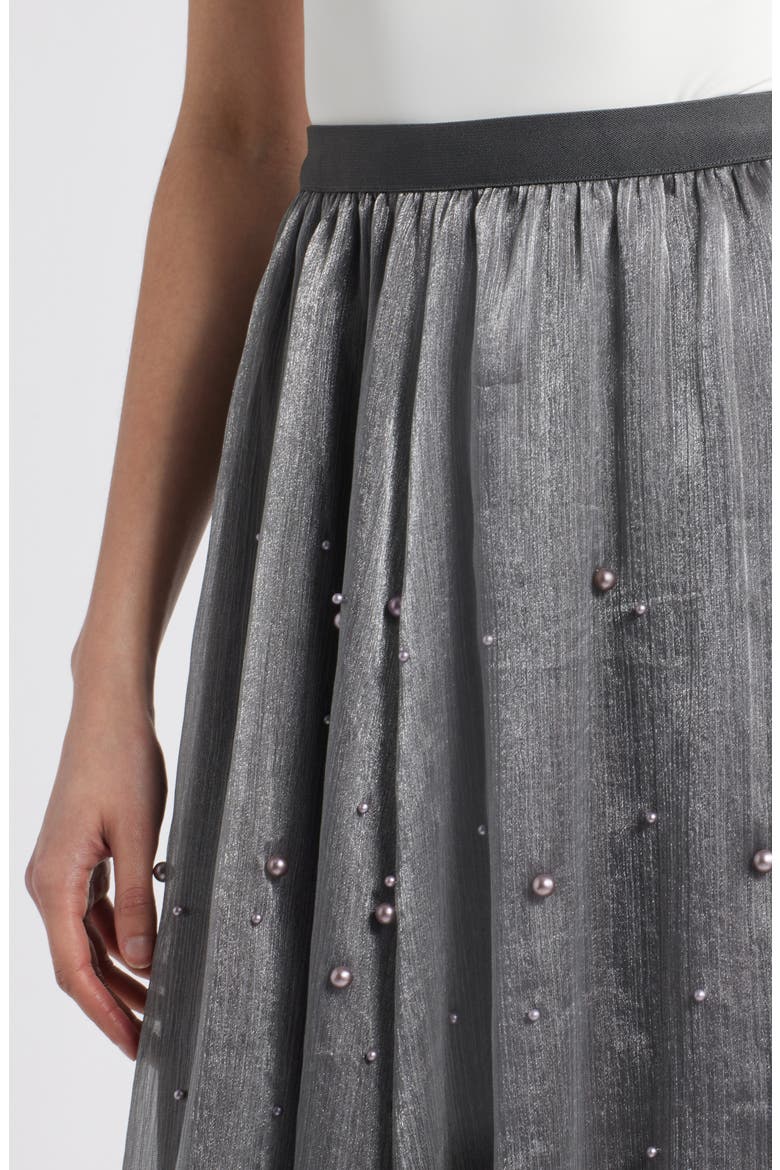Elsa Beaded Asymmetric Skirt, Alternate, color, GRAY