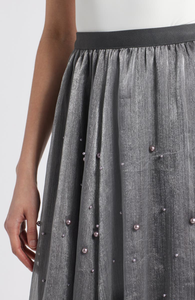 NIKKI LUND Elsa Beaded Asymmetric Skirt, Alternate, color, Gray