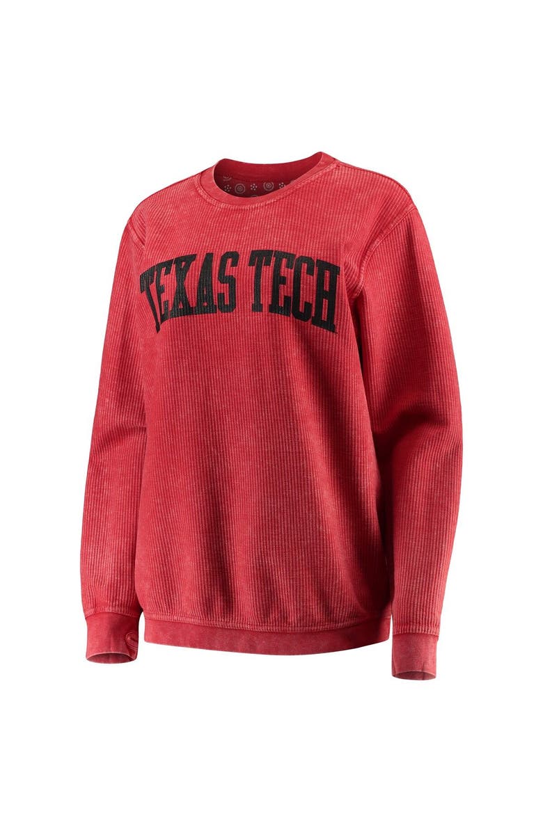 PRESSBOX Women's Pressbox Red Texas Tech Red Raiders Comfy Cord Vintage Wash Basic Arch Pullover Sweatshirt, Alternate, color, Red