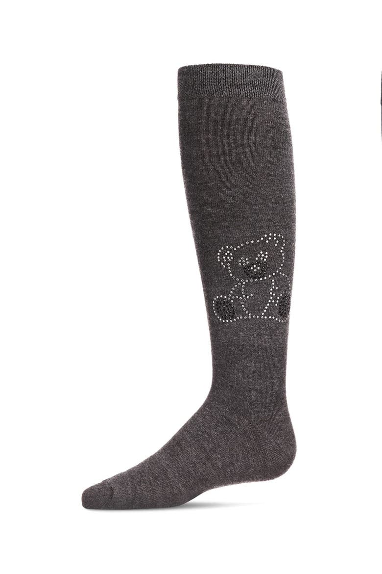 Crystal Bear Knee-High Socks, Main, color, Dark Gray Heather