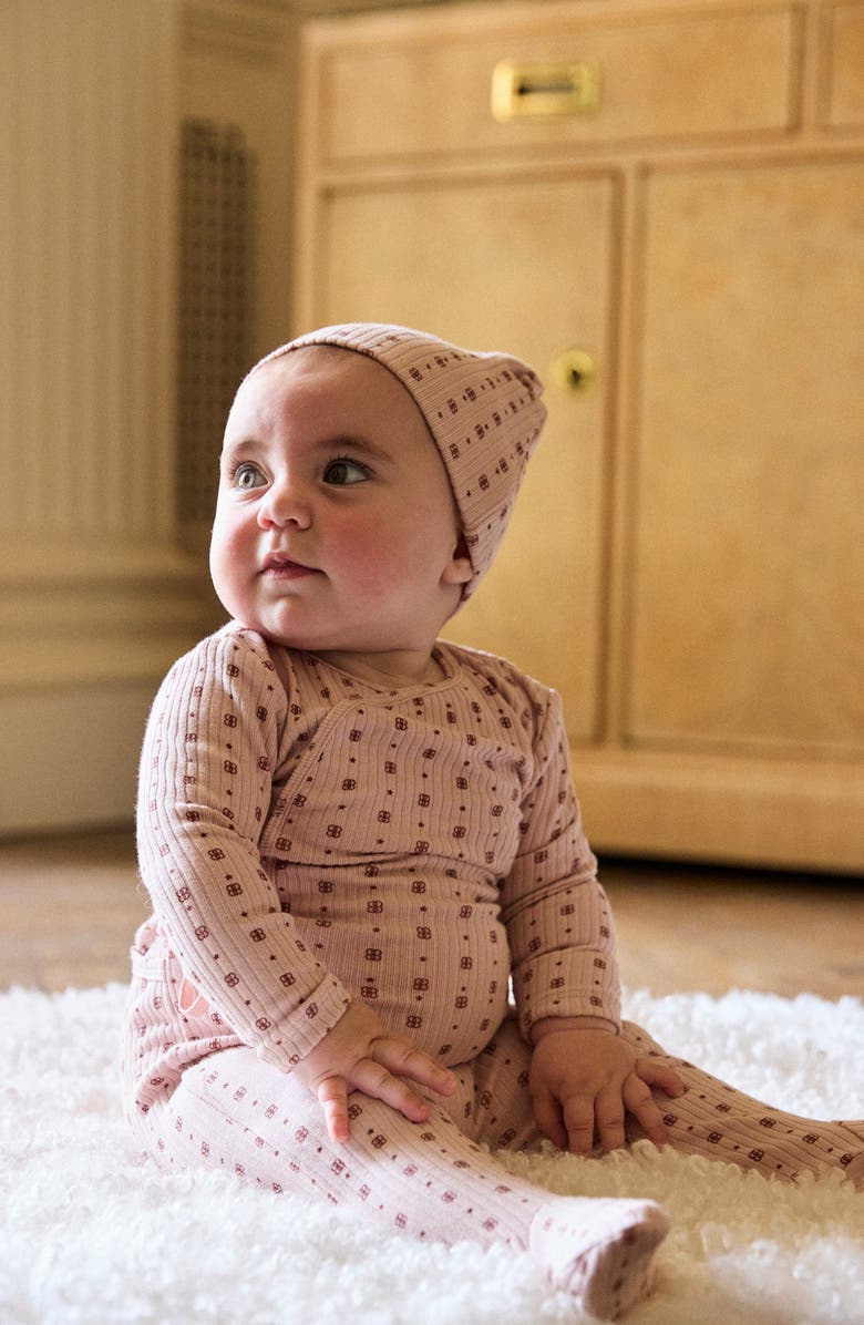 NoggiWear Printed Ribbed Beanie, Alternate, color, Pale Pink