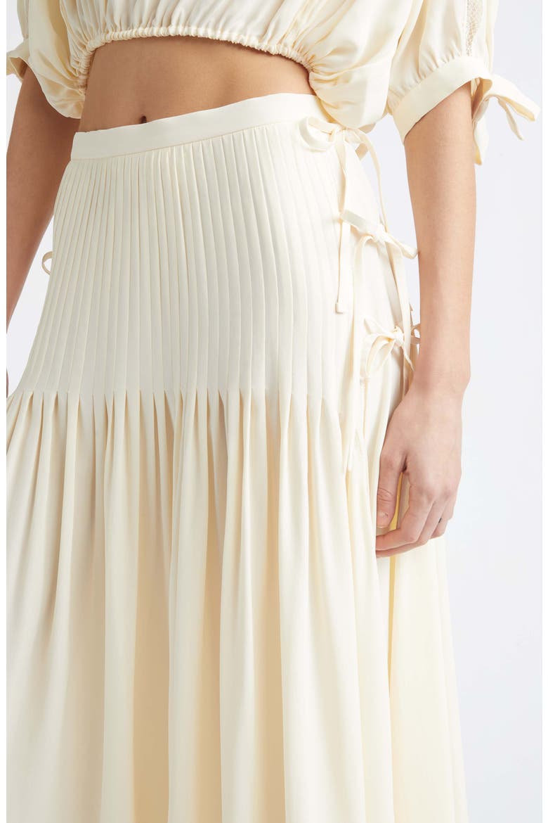 Side Bows Crepe Midi Skirt, Alternate, color, ECRU