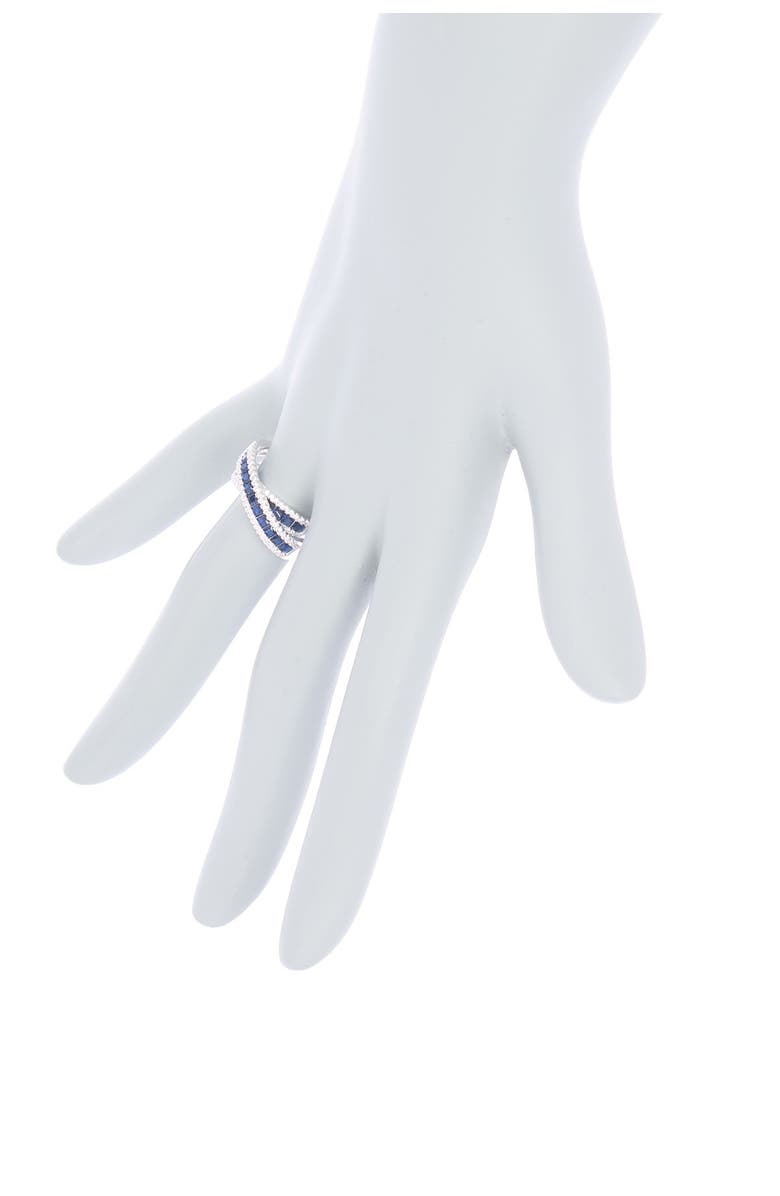 BEST SILVER Sterling Silver Sapphire Crystal Crossover Ring, Alternate, color, 