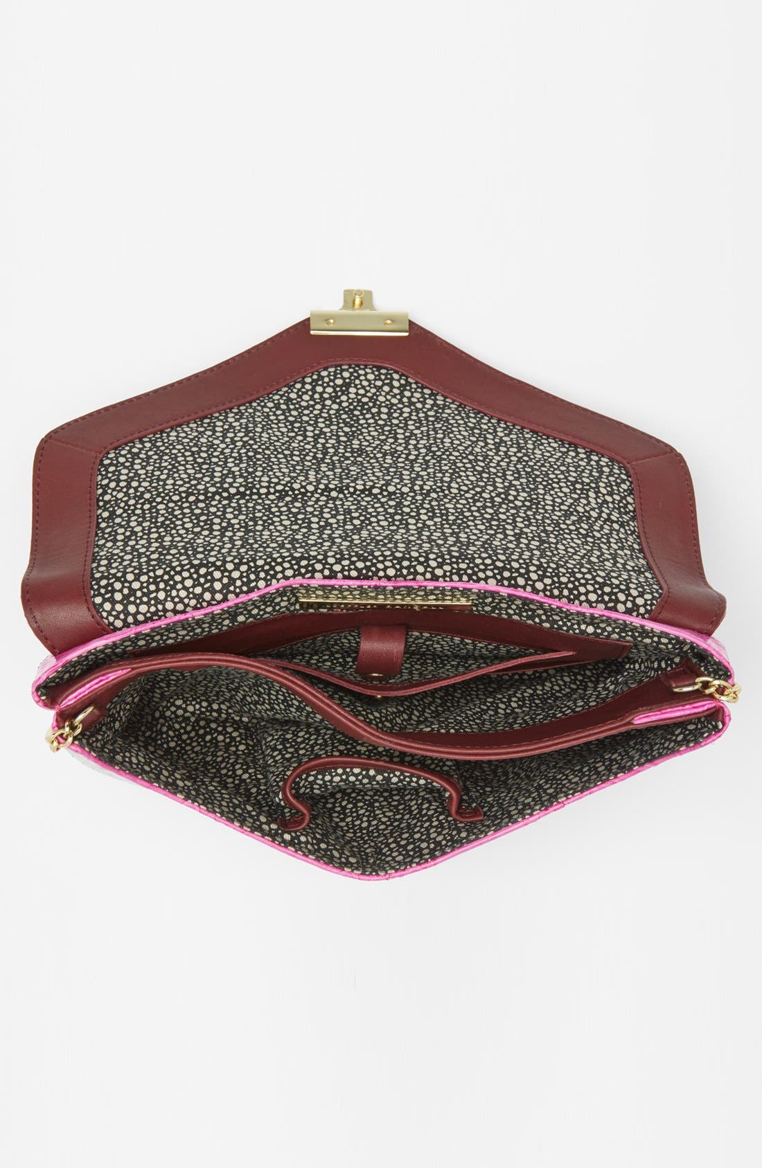 'Lock' Clutch, Alternate, color, HOT PINK/ MAROON