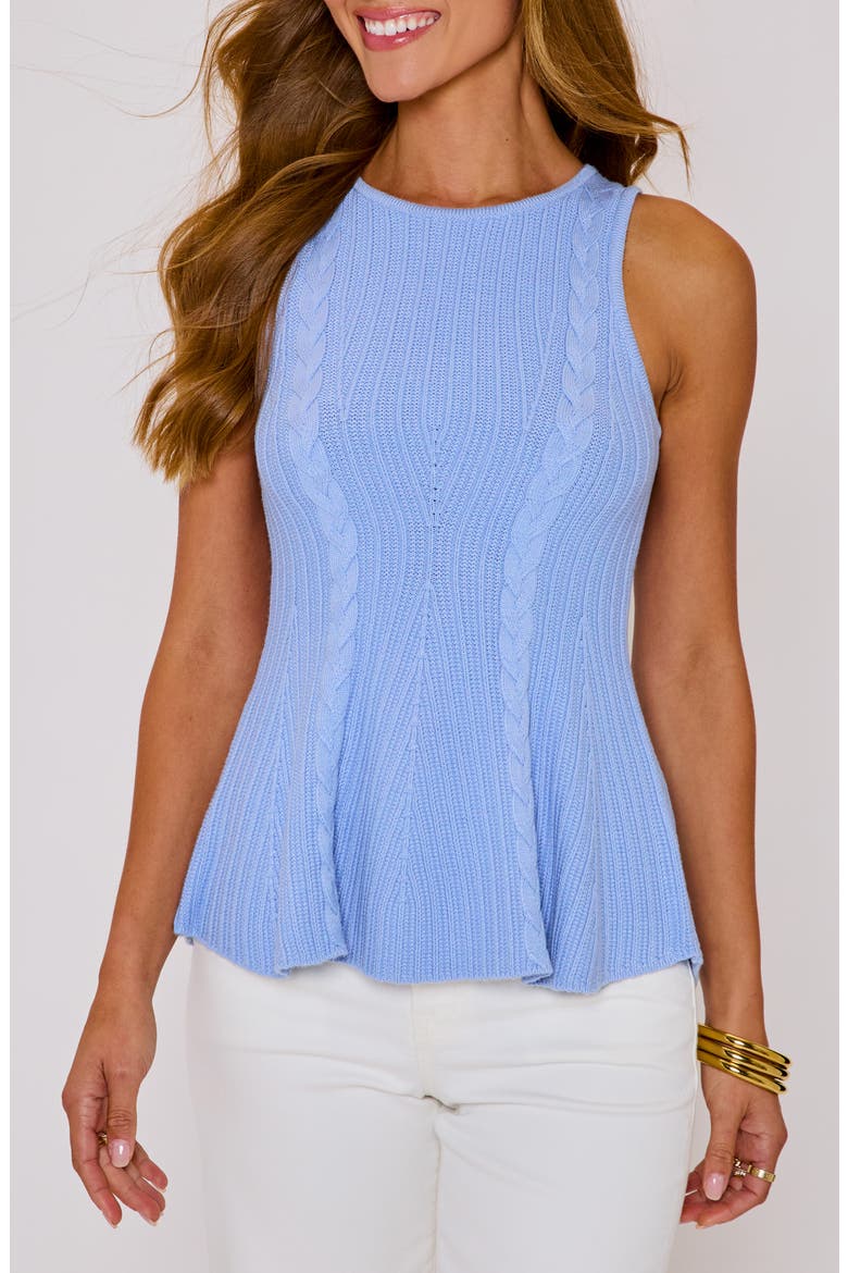 Maggie Sleeveless Peplum Sweater, Alternate, color, BABY BLUE