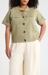 T Tahari Short Sleeve Button Front Cardigan