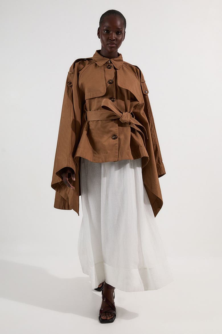 Cape Detail Trench Coat, Main, color, Camel