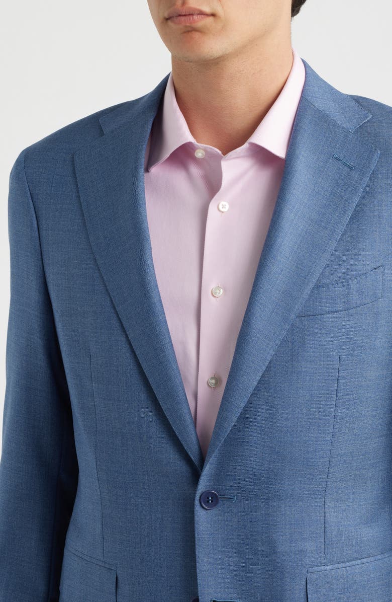 Canali Capri Trim Fit Light Blue Mélange Super 130s Wool Suit, Alternate, color, Light Blue