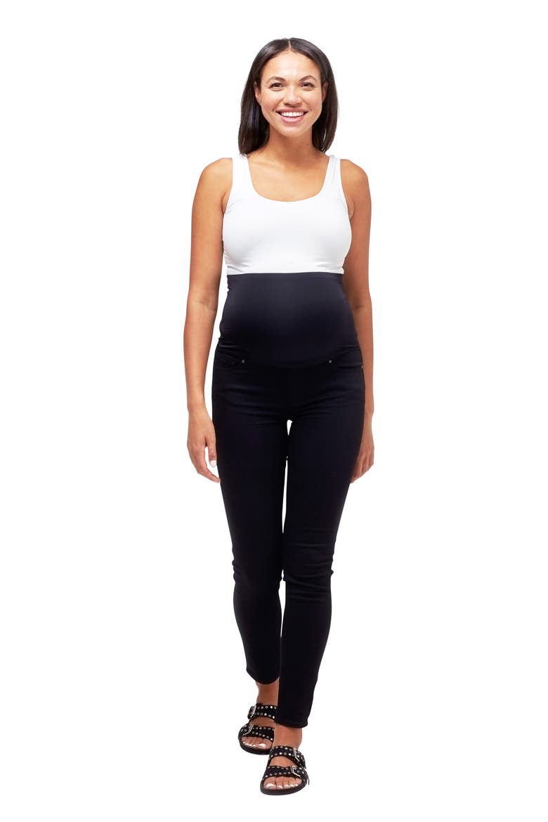 Soho Skinny Over the Bump Maternity Jeans, Alternate, color, BLACK