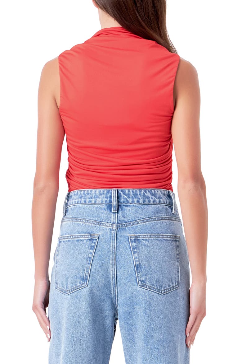 Ruched Square Neck Top, Alternate, color, RED