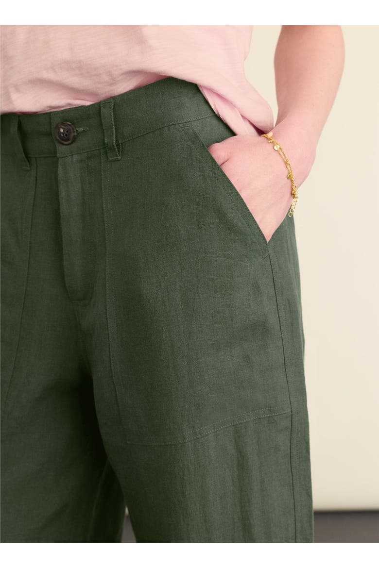 Brett Linen Barrel Leg Trousers, Alternate, color, Deep Khaki