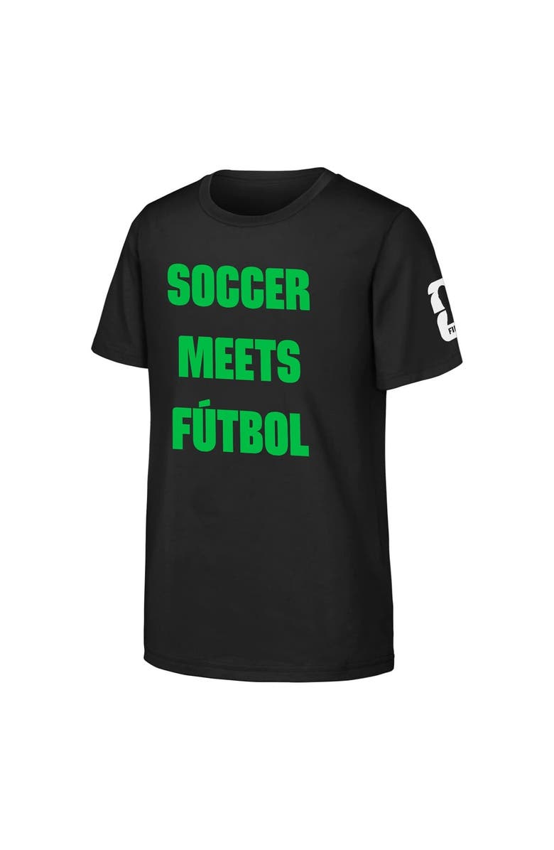 Outerstuff Men's Black FIFA World Cup 2026 Soccer Meets Futbol T-Shirt, Alternate, color, Black