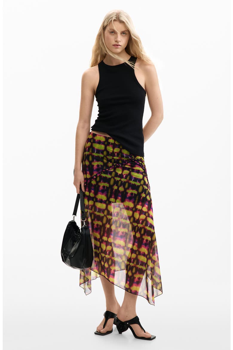 Geo Print Handkerchief Hem Skirt, Alternate, color, GREEN