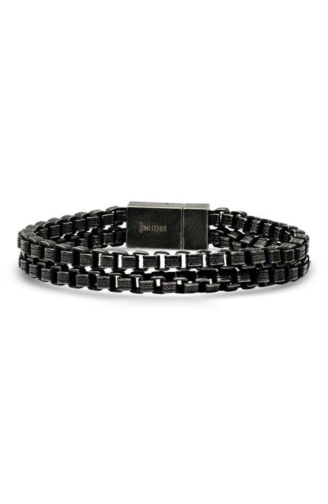 Men's Gunmetal Stainless Steel Box Chain Bracelet