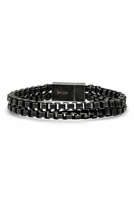 Men's Gunmetal Stainless Steel Box Chain Bracelet