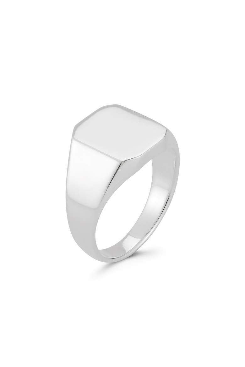 Men's Sterling Silver Square Signet Ring, Main, color, SILVER