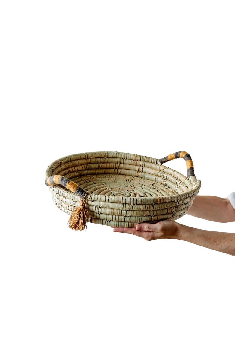 Peach Banded Betty Tray with Tassel - Set of 3, Main, color, Peach