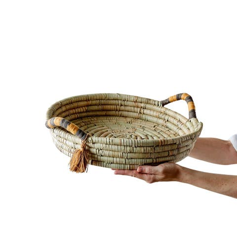 Peach Banded Betty Tray with Tassel - Set of 3