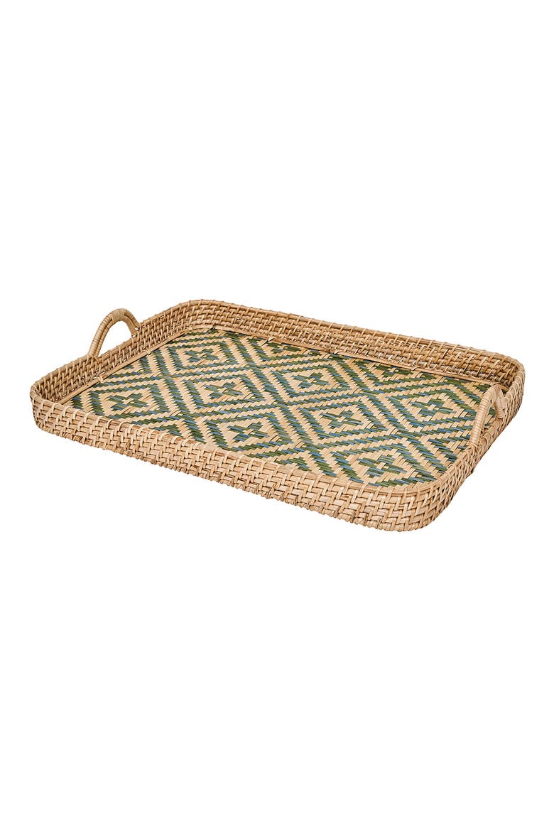 Villa Seville Wicker Tray, Alternate, color, CHAMBRAY