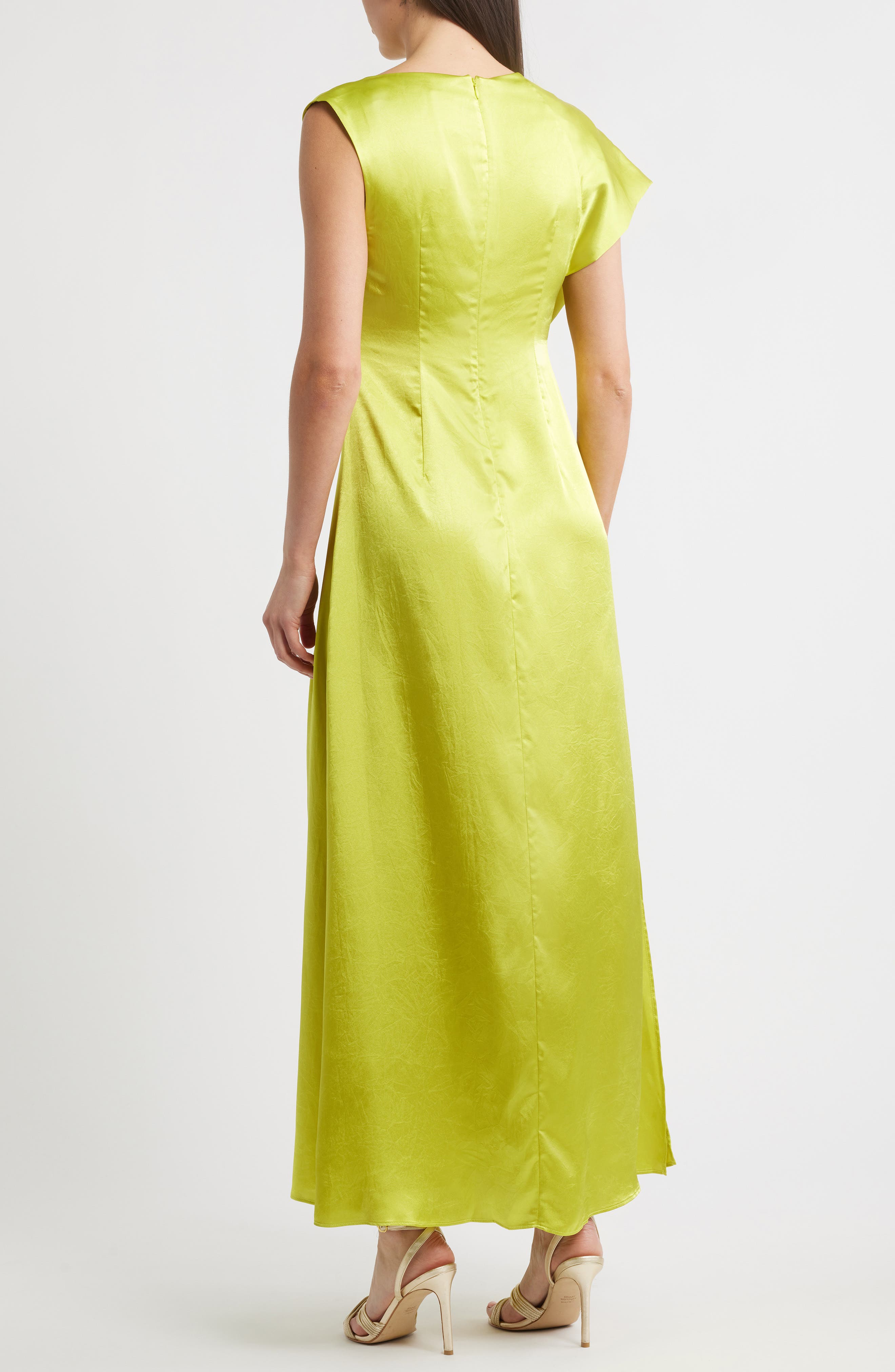 Aroba One-Shoulder Crinkle Satin Gown - image 2